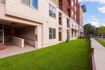 a view of a yard in front of a building